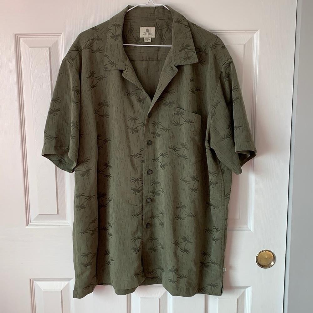 Vintage solitude palm tree print casual button down collared shirt XL